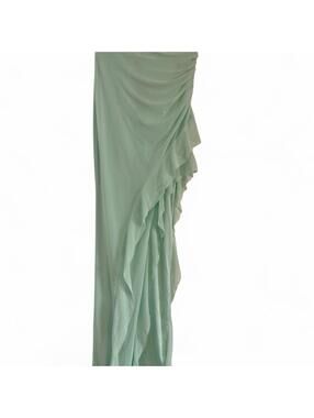 Revolve x AFRM Aquamarine Elegant Open Leg Ruffled Maxi Skirt NWT Size XXS